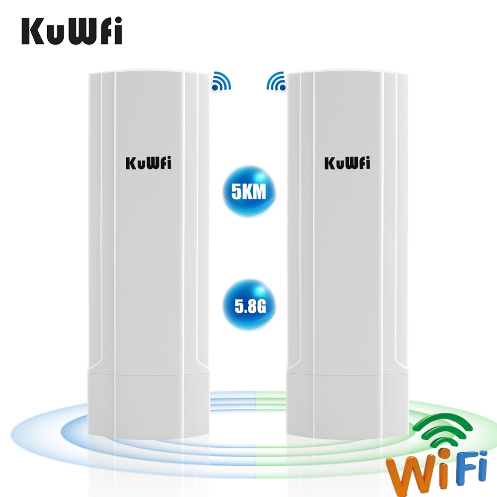 AKuWFi Gigabit Wireless Outdoor Router 5.8G Wave2 WIFI Repeater WIFI Bridge Point to Point 3-5KM Extender 14dBi Antenna 