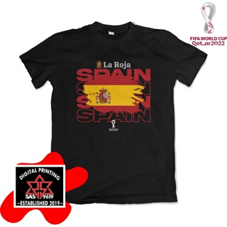 เสื้อยืดคอกลมเสื้อยืด ลาย Spain La Roja Spanishol World Cup 1349 2022S-4XL
