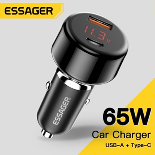 Essager 65-100w ที่ชาร์จในรถชาร์จเร็วจอแสดงผลดิจิตอลควบคุมอุณหภูมิหลายอินเทอร์เฟซประเภท c ที่ชาร์จในรถ usb สําหรับโทรศัพท์มือถือ Samsung huawei realme