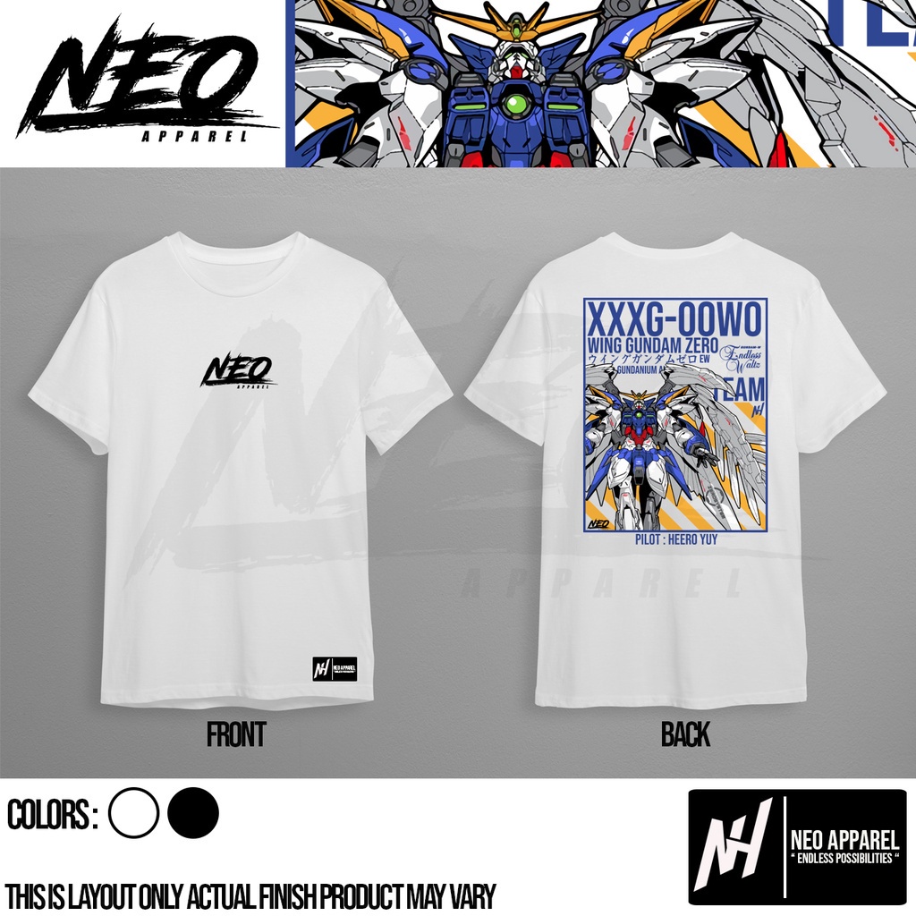 เสื้อยืด 【High Quality】 Neo Apparel Gundam Wing Zero Anime Shirt