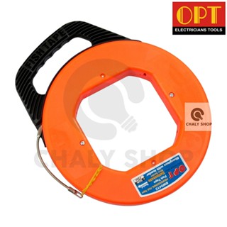 "OPT" BW0415 ฟิชเทปหุ้ม ฟิชเทปพร้อมตลับ (FISH TAPE) ลวดนำสายไฟ ความยาว 15 เมตร