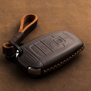 1X Genuine Leather Car key Case for Lincoln Continental MKC MKZ  MKX Navigator Entry Remote Key Fob Cover Car Accessorie