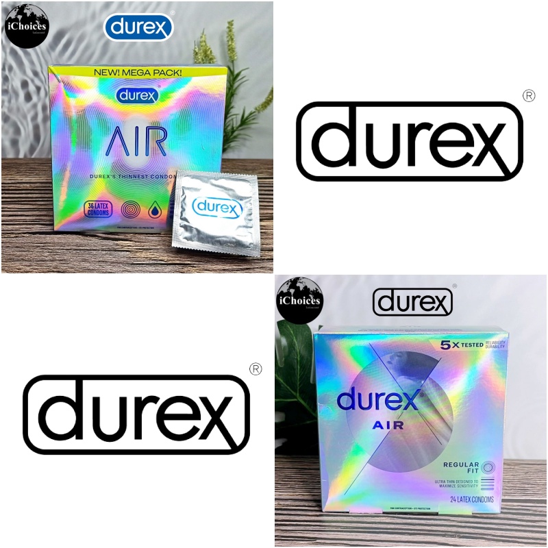 [Durex®] Air Condoms Extra Thin for Men 5, 10, 24 or 36 pieces ดูเร็กซ์ ถุงยางอนามัย ขนาด 54 มม. แบบบางพิเศษ