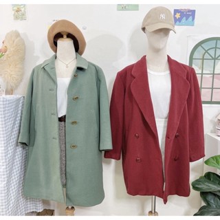 Blazer Coat สีเขียวมิ้น ทรงสวย กระดุมสวย