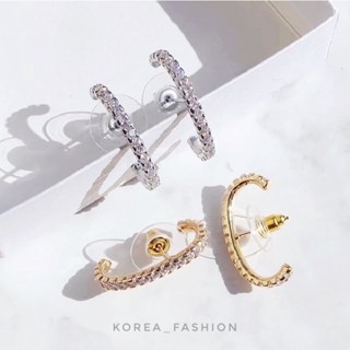 C shape crystal earrings