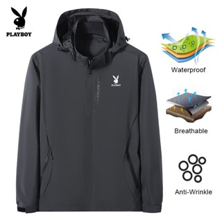 Playboy เสื้อแจ็กเก็ต กันลม ระบายอากาศ กันน้ํา สวมใส่สบาย แฟชั่นสําหรับผู้ชาย และคู่รัก