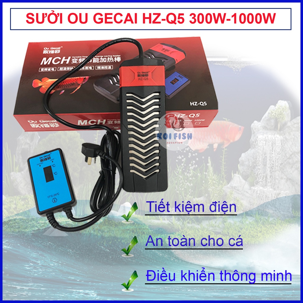 Ou Gecai Hz-Q5 300w-1000w เครื่องทําความร้อนตู้ปลาในร่ม (ปลอดภัย ประหยัด อัจฉริยะ)