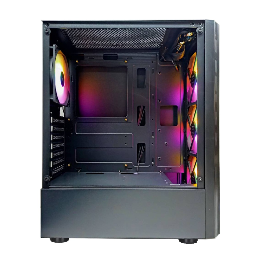 VENUZ ATX Mid Tower Tempered Glass Gaming Case VC 1812 with Rainbow RGB Fan  Black #4