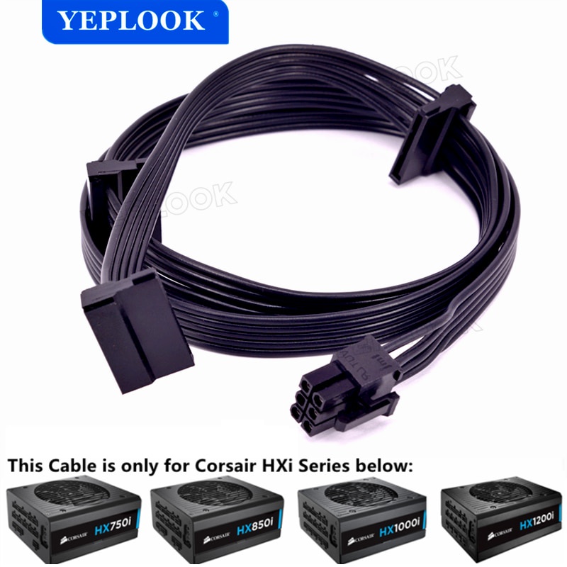 PCIe 6Pin ถึง 3 SATA 15Pin SSD สายไฟสําหรับ Corsair HXi Series Full Modular PSU HX750i HX850i HX1000
