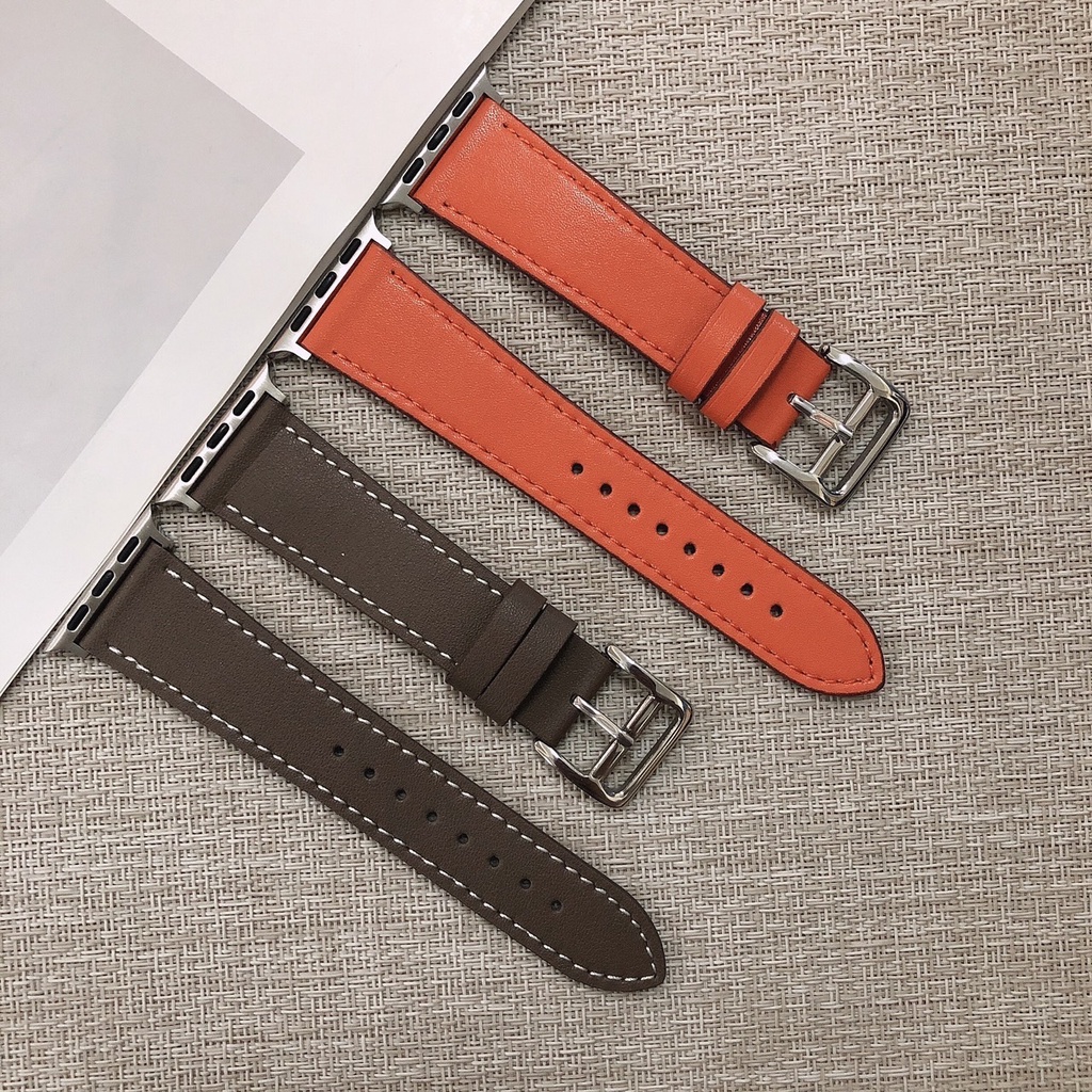 พร้อมส่ง สายหนัง PU เทียม พร้อมกล่อง Box สีส้ม ใช้ได้กับ Smart Watch 8 7 6 5 4 3 2 1 Se Ultra8 HW8Ma