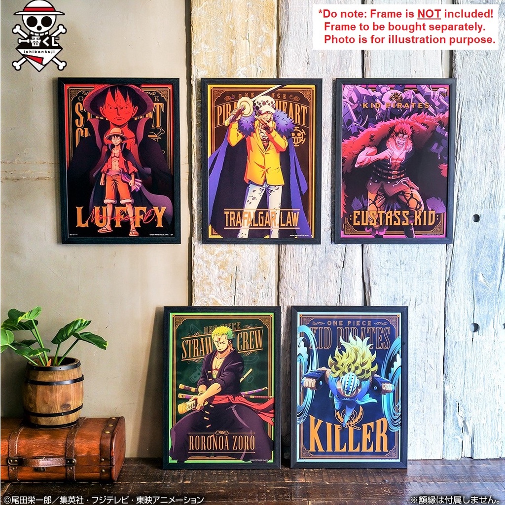 A3 ญี่ปุ่น Bandai Ichiban Kuji One Piece Wano Country Third Act Arc Wall Art ภาพประกอบโปสเตอร์ใส Zor