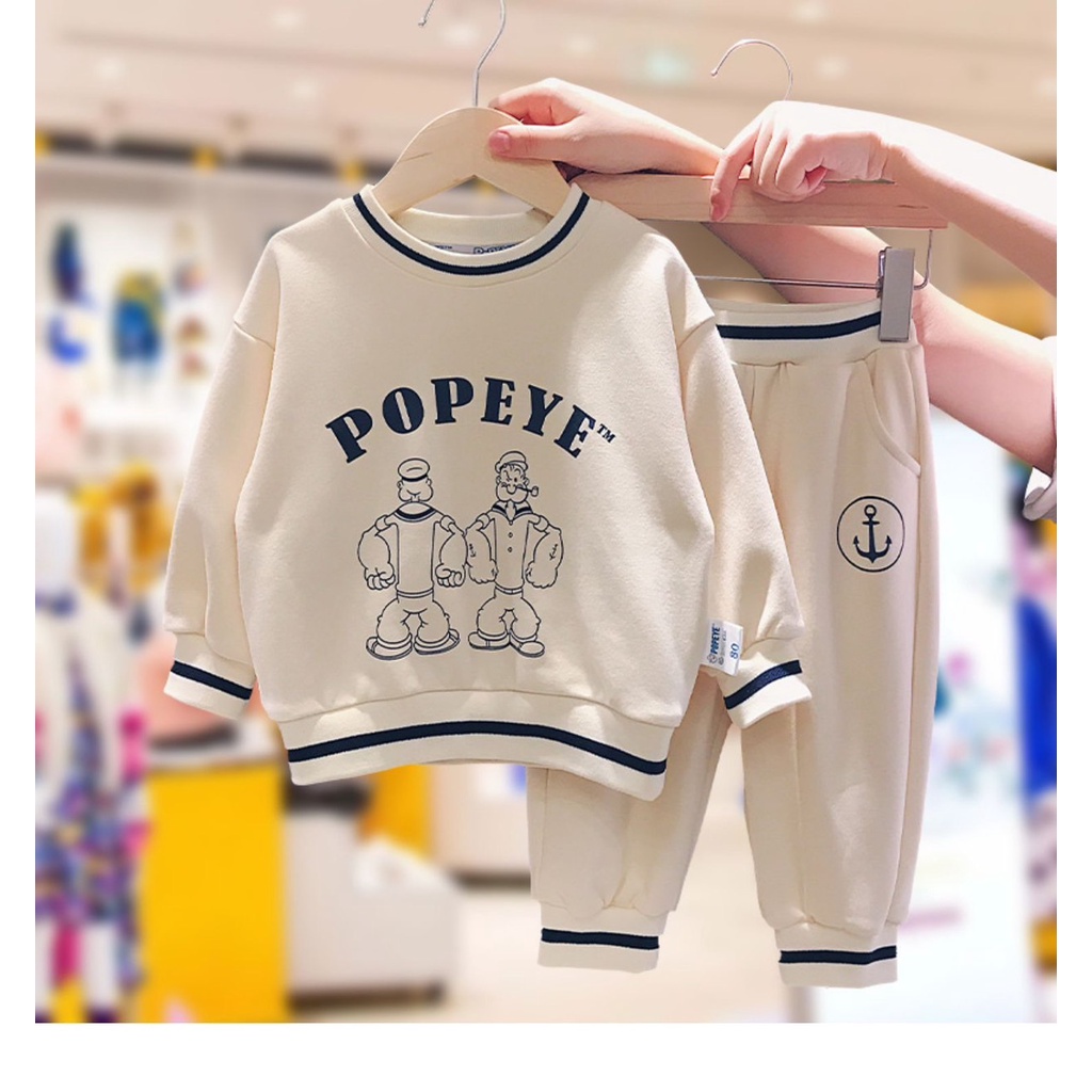 พร้อมส่ง ชุดป๊อปอาย ลายCครีม ได้ทั้งเสื้อและกางเกง