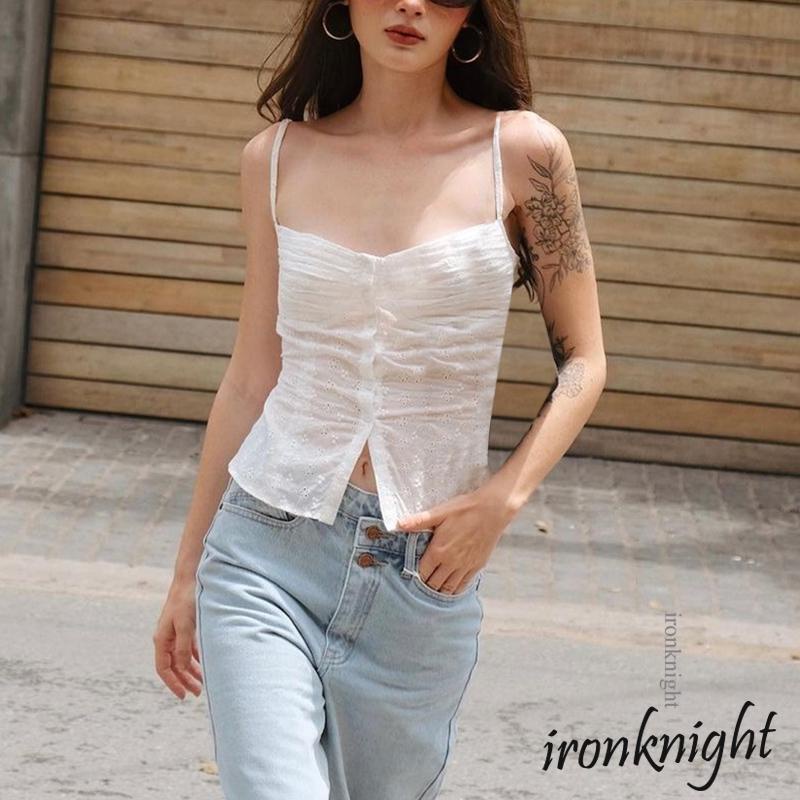 Ironknight- เสื้อกั๊กถักโครเชต์ ลายดอกไม้ สําหรับผู้หญิง