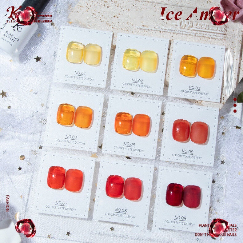 kale plus เป็นที่นิยม สีเจลใส คะน้าพลัส ไอซ์แอมเบอร์ สีทาเล็บ ยาทาเล็บ สีทาเล็บเจล ต้องอบ 8ml