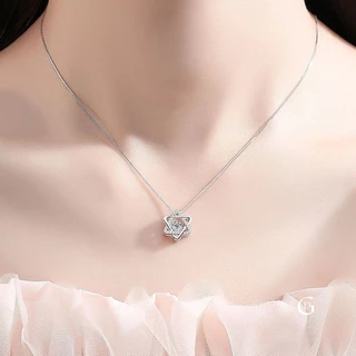 GLAMOR✨สร้อยคอเพชร Diamond hexagon ดาวโชคลาภ สร้อยคอเงินแท้ สร้อยคอแฟชั่น สไตล์ใหม่ ขายดี
