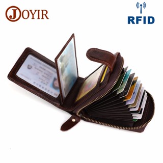 JOYIR Credit Card Id Holders Wallet Genuine Leather Men Business Cards RFID Wallet High Capacity Credit Holder Purse Por