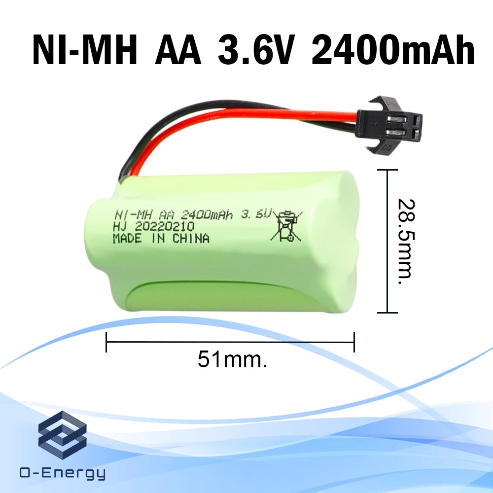 NI-MH AA 3.6V 2400mAh battery pack Connector SM 2Pin / JST 2Pin