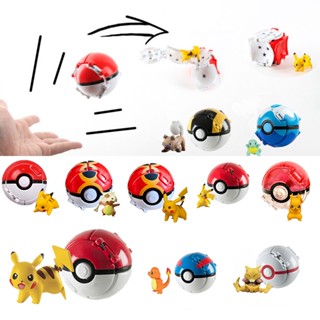 โมเดลฟิกเกอร์ Pokemon Poke Ball Elf Pikachu Charmander Litten Rockruff Game ของเล่นสําหรับเด็ก