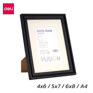 Deli กรอบรูป กรอบรูปไม้ 4x6 5x7 6x8 นิ้ว A4 หูแขวนผนัง ภาพที่ระลึก มีขาตั้งและแขวน กรอบรูปมินิมอล otaru.shop