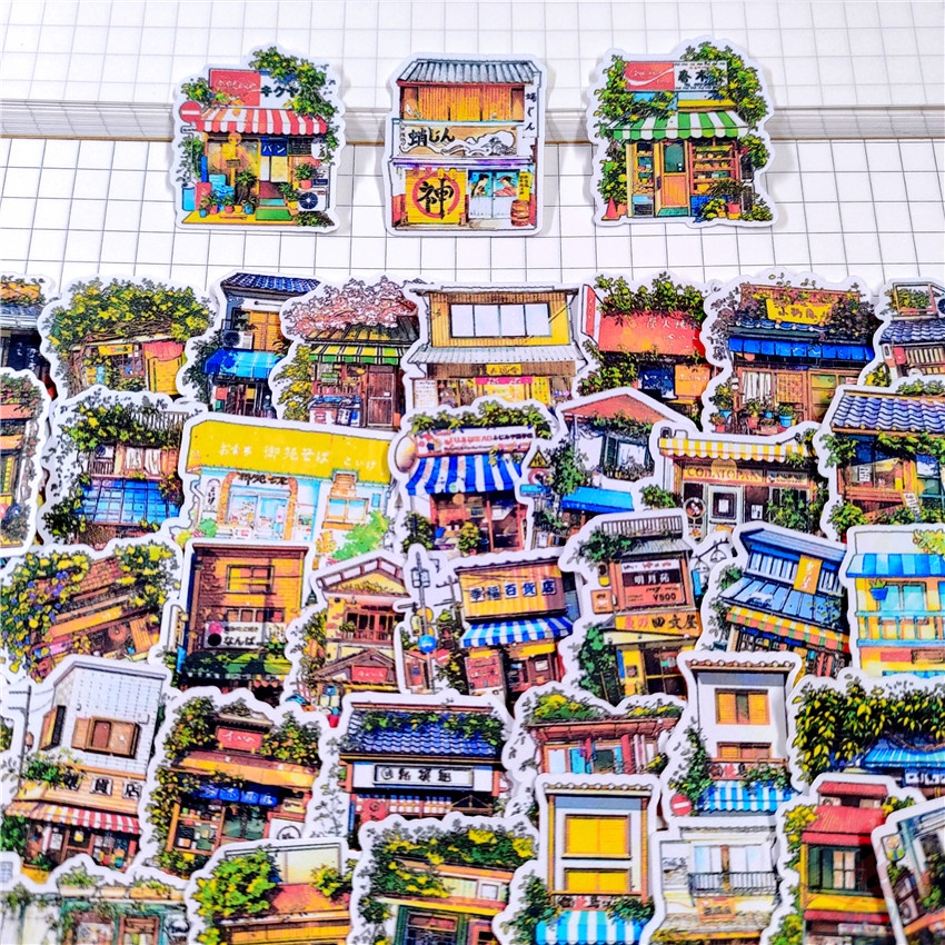 60 ชิ้น / ชุด ร้านฮอกไกโด สตรีท สไตล์ญี่ปุ่น สติกเกอร์ทาทามิ ขนาดเล็ก สไตล์เรโทร สําหรับติดตกแต่งไดอารี่ Q-1 สติกเกอร์ตกแต่งอัลบั้ม สมุดภาพ DIY (ขนาด: 2~3 ซม.)