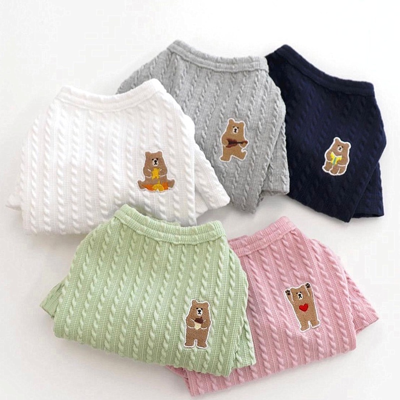 พร้อมส่ง D13 เสื้อไหมพรมปักน้องหมี เสื้อสัตว์เลี้ยง