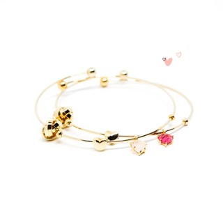 Fyne Fories Bonding Bangle ♡ กำไลสีทอง ห้อยหัวใจ และ love knot ♡ fynefories