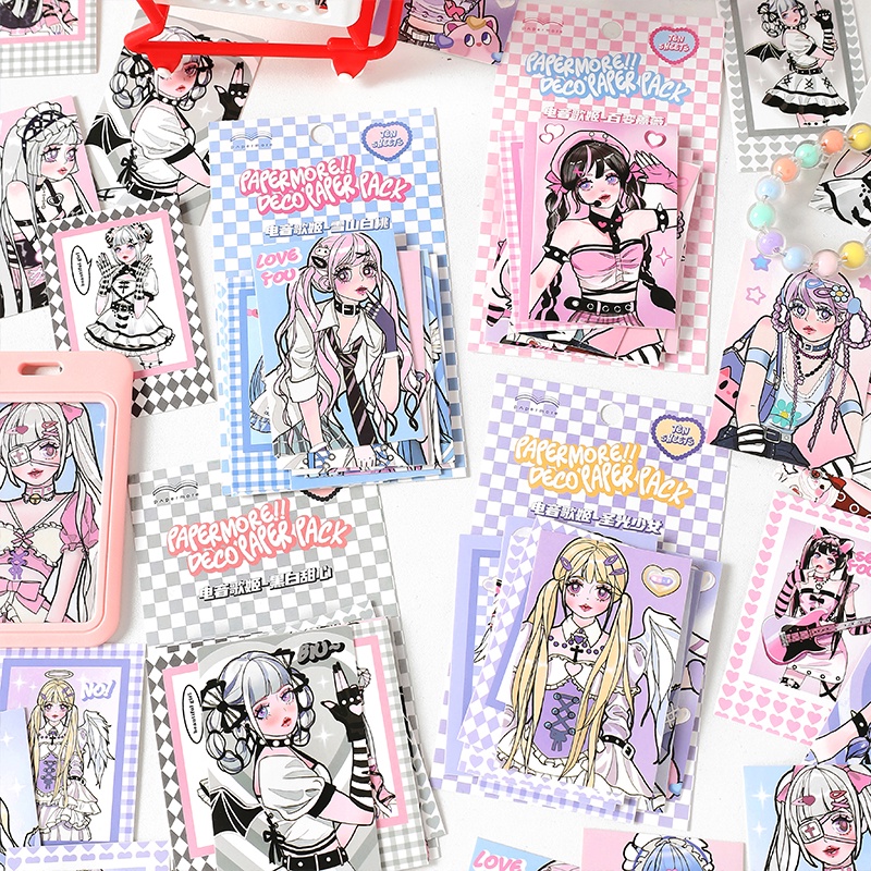 ฟิล์มเคลือบด้าน ขนาดเล็ก ลายการ์ตูนอนิเมะ Girl สําหรับสมุดโน๊ต การ์ดจอ