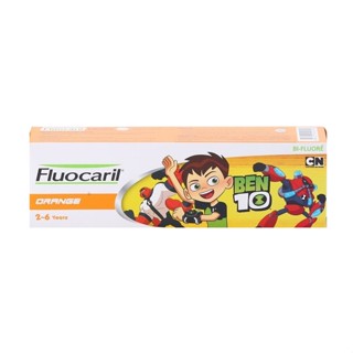 FLUOCARIL ฟลูโอคารีล ยาสีฟันเด็ก สำหรับอายุ 2-6 ปี ลายเบนเทน 65 กรัม สีส้ม