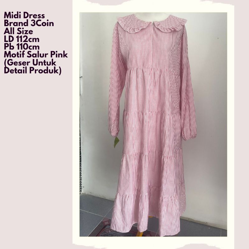 Midi Dress 3Coins Midi Dress Womens Tunic ชุดสตรี Tunic 3Coins สามเหรียญ
