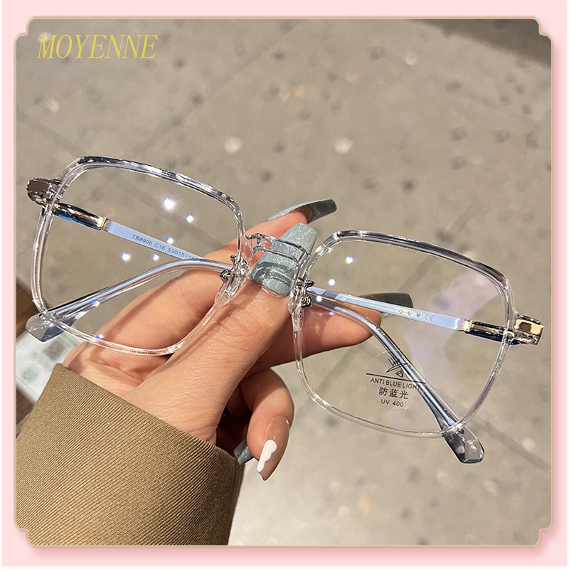 【จัดส่งจากกรุงเทพฯ】แว่นสายตาสั้นป้องกันแสงสีฟ้าสำหรับผู้หญิง อินเทรนด์ หน้าธรรมดา ป้องกันรังสี โปร่งใส กรอบใหญ่ ลดความอ้