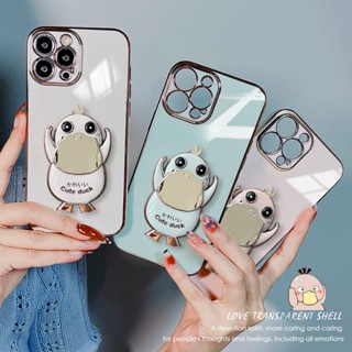 เคส+ขาตั้งเป็ด สำรับรุ่น Oppo A57 A15 A16 A17 A5 2020 A9 2020 A12 F9 A5S A7 A96 Reno8Z Reno7Z เคสสิชิโคนขอบตรงกันกล้อง