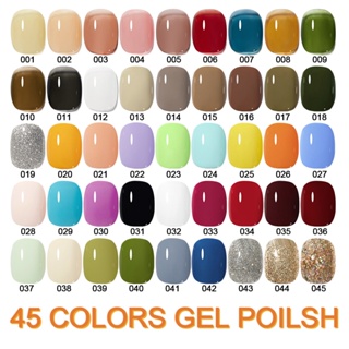 สีเจล เจลทาเล็บ สีเจลทาเล็บ 45 Colors Nail gel polish สีสวย UV/LEDสีเจล สีทาเล็บเจล แแบบต้องอบ (ต้องใช้เครื่องอบ)