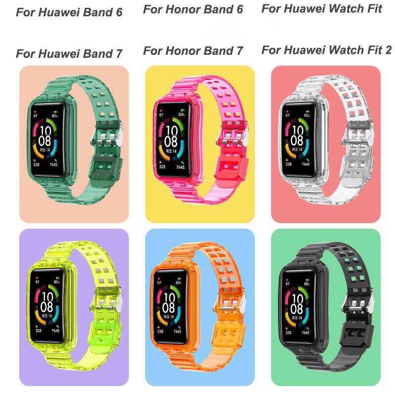สายนาฬิกาข้อมือซิลิโคนใส สําหรับ Huawei Band 6 7 Huawei watch Fit 2 Honor Band 6 7