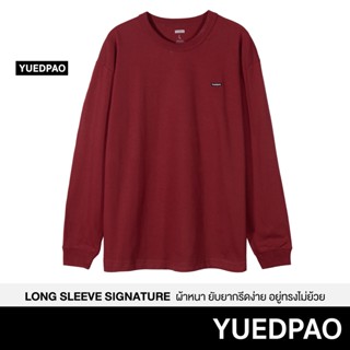 Yuedpao 🔥แท้100% ไม่ย้วย ไม่หด ไม่ต้องรีด ผ้านุ่มใส่สบายมาก เสื้อยืดเปล่า เสื้อsweater แขนยาว_Logo Purple Red