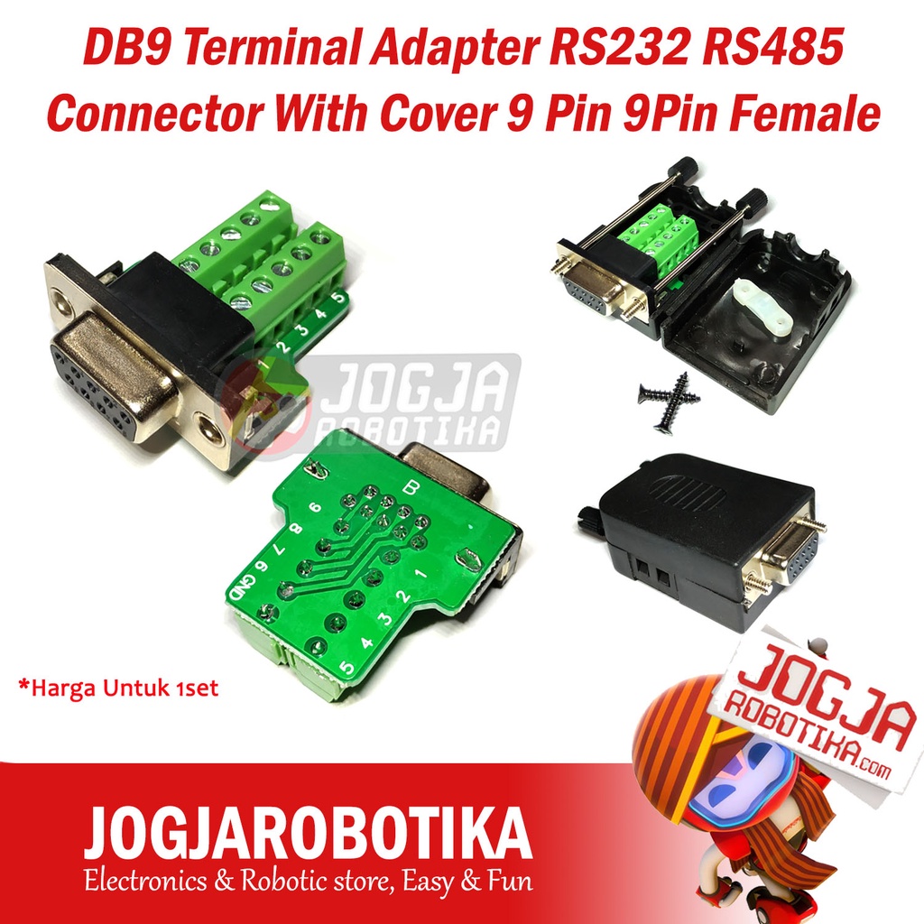 DB9 Terminal Adapter RS232 RS485 Connector พร้อมฝาครอบ 9 Pin 9Pin - ตัวเมีย