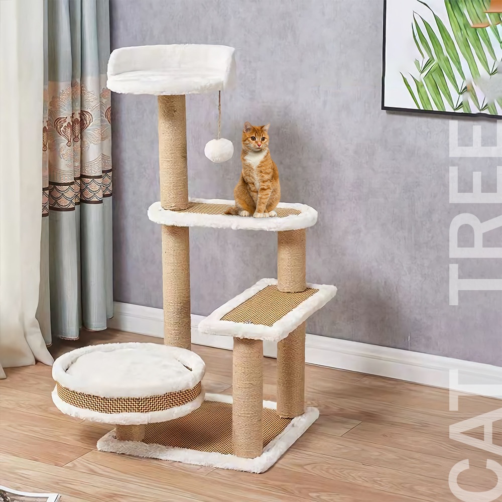 GlobalHouse DUDUPETS คอนโดแมว รุ่น NEKO ขนาด45x45x90ซม. สีธรรมชาติ สินค้าของแท้คุณภาพดี