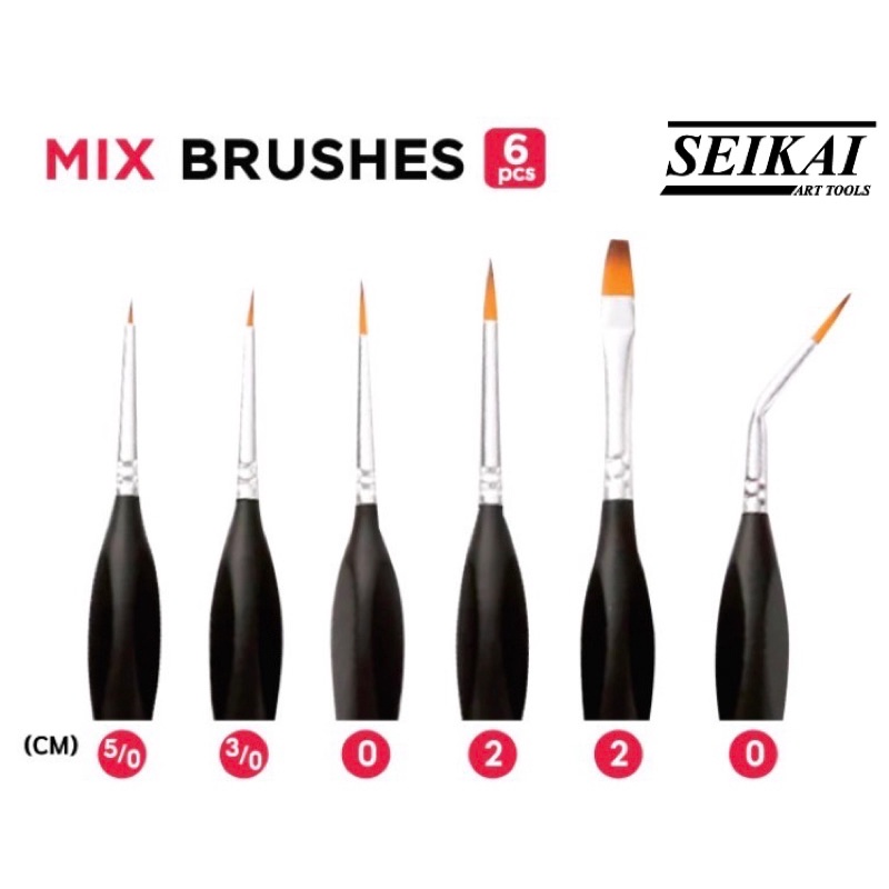 SEIKAI SE-WCM6 ชุดพู่กันด้ามจับสามเหลี่ยม 6 ด้าม ออกแบบตามหลักสรีรศาสตร พู่กันสีน้ำ พู่กันสีอะคริลิค พู่กันกลม Mix BrusH