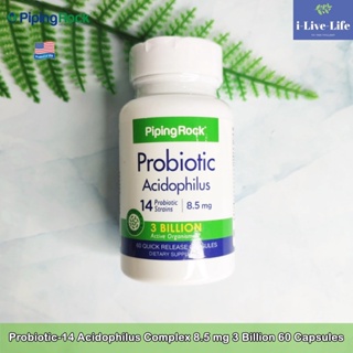 Piping Rock - Probiotic-14 Acidophilus Complex 8.5 mg 3 Billion 60 Capsules โปรไบโอติก 14 สายพันธุ์ 3 พันล้านตัว