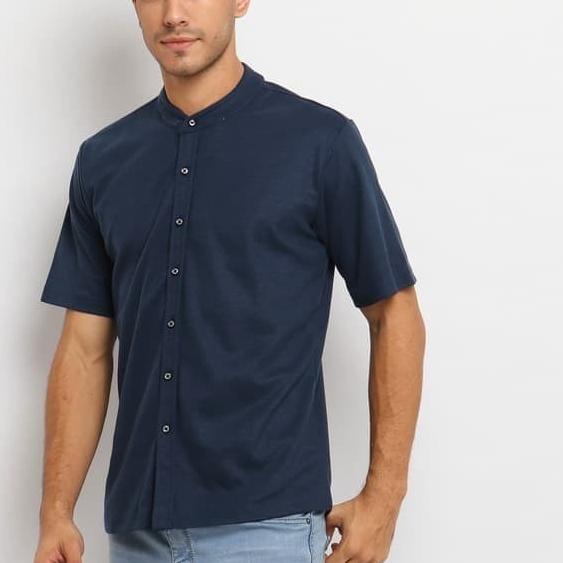 KEMEJA KLSS ORIGINAL Mens Shanghai Collar Short Sleeve Shirt - Maroon, M