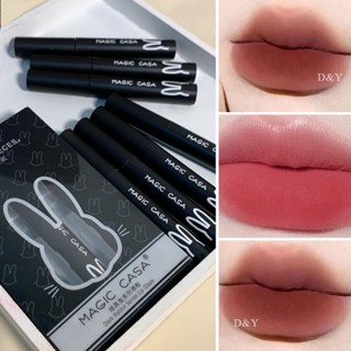 D&amp;y MAGIC CASA Velvet Lipmatte Korea ลิปสติก 3 ชิ้น เนื้อแมตต์ ธรรมชาติ สีนู้ด กันน้ํา ติดทนนาน ลิปทินท์ เครื่องสําอางแต่งหน้า