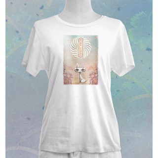 White Cat T-shirt เสื้อยืดลายแมวขาว Nine Lives