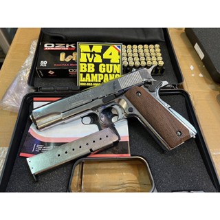 (โปร) แบลงค์กัน AKSA M1911 ลาย Colts MK IV Series 80 สีเงินเงา 2แม็กกาซีน + แถมกระสุน1กล่อง + ซองผ้า