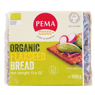 พีมา ขนมปังข้าวไรย์ออร์แกนิกผสมเมล็ดลินิน 500 กรัม - Organic Whole Rye Bread with 5 Linseed 500g Pema brand from Germany