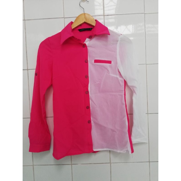 BS1 เสื้อเชิ้ตสีขมพู​-ขาว​ ZARA