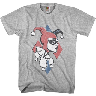 Distressed Harley Quinn DC Comics T-Shirt เสื้อเบลาส์ เสื้อยืดผู้ชาย เสื้อยืดชาย