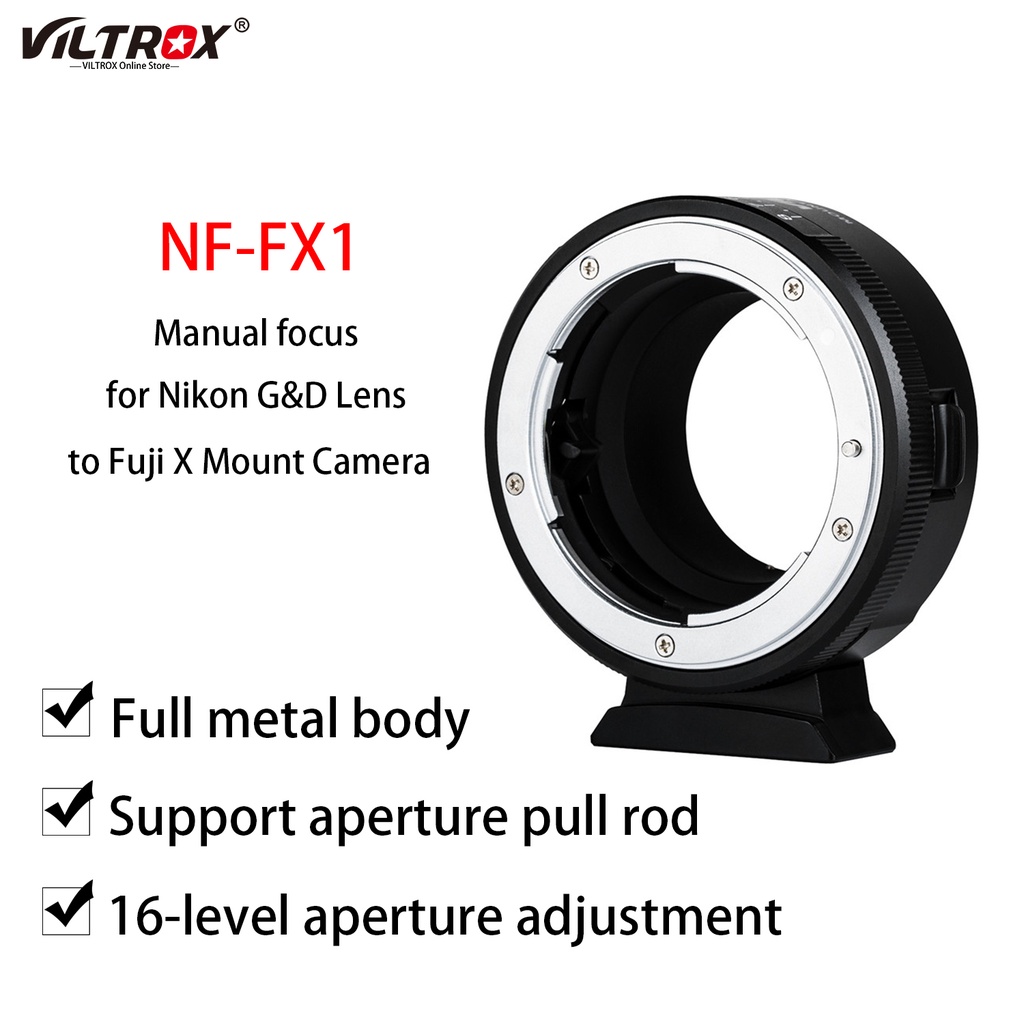 Viltrox NF FX1 Lens Adapter w/ Tripod Mount Aperture Ring for Nikon G&D