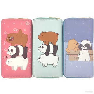 ใหม่ We Bare Bears กระเป๋าสตางค์ ใบยาว หนัง PU ลายการ์ตูนน่ารัก มีซิป ใส่เหรียญ เครื่องสําอาง พาสปอร์ต สําหรับผู้หญิง นักเรียน