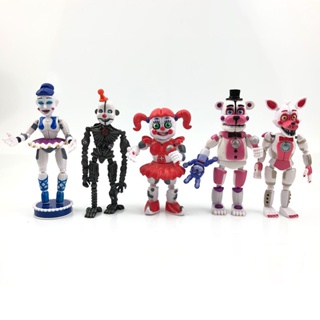 ฟิกเกอร์ Five FNAF Nights At Freddys Action Figures Light Up Game ของเล่นสําหรับเด็ก 5 ชิ้น