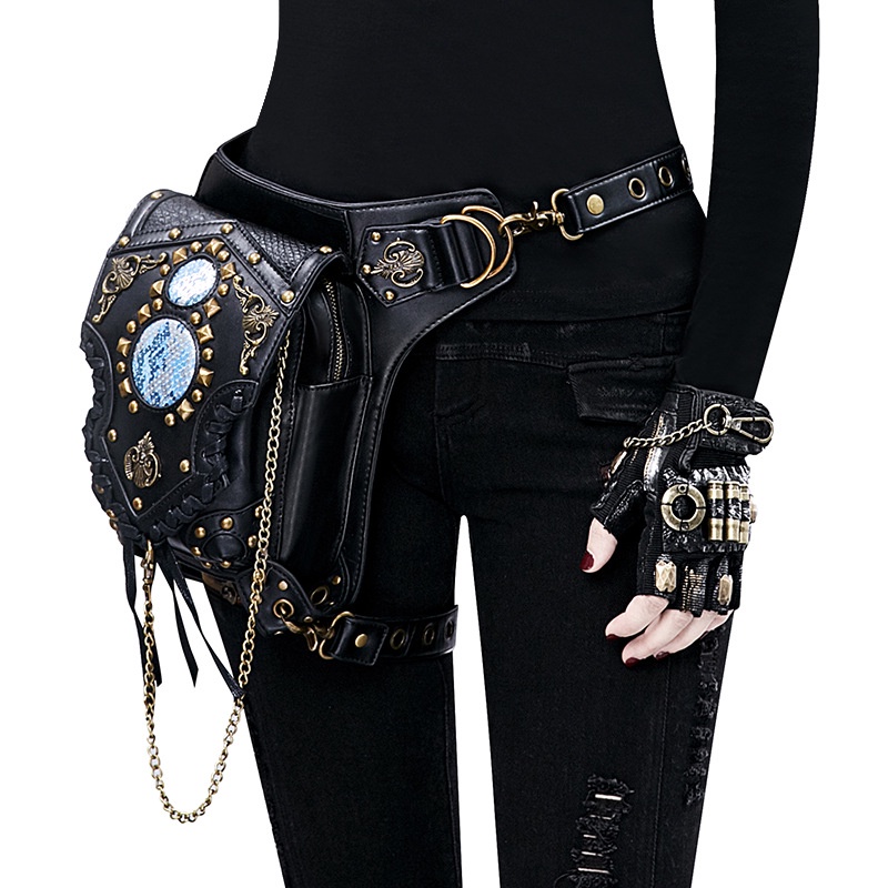 Women Waist Bag Fanny Packs Steampunk Thigh Belt Bag Moto &amp; Biker Drop Leg Bag Gothic Men Shoulder Milti-wear Crossb
