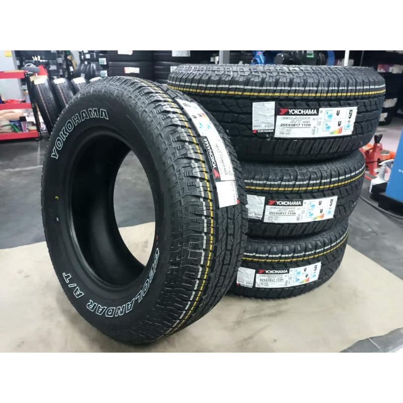 ยางใหม่ค้างปี 255/65R17 Yokohama Geolandar AT G015 ผลิตปี 2021 พร้อมจุ๊บลมแปซิฟิก 4 ตัว จัดส่งฟรีมีเก็บปลายทาง